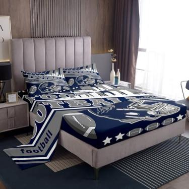 Imagem de Feelyou Jogo de lençol solteiro de futebol americano Indianápolis, presente de futebol americano, para fãs de futebol americano, cidade, com bolso alto, lençol com elástico alto, para meninos e