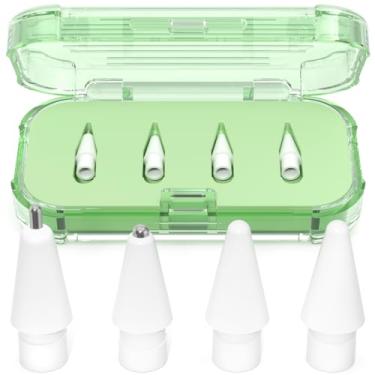 Imagem de AZF Pontas de substituição atualizadas para Apple Pencil Pro/USB-C/2ª geração/pontas de 1ª geração (com caixa de armazenamento), pontas de lápis de substituição de metal mistas resistentes ao desgaste