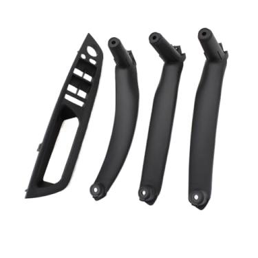 Imagem de Lhd rhd 4 peças conjunto kit de maçaneta de porta interior peças de reposição compatíveis para bmw x5 x6 e70 e71 2007-2013(LHD Set Black)