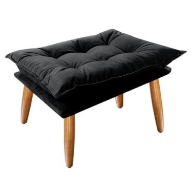 Imagem de Puff Sala，Banqueta estofada macia com pernas em estilo vintage Móveis requintados(PRETO)