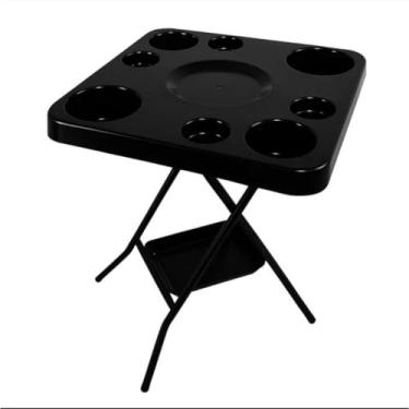 Imagem de Mesa Mesinha Petisqueira Dobrável Portátil – Ideal para Churrasco, Praia, Piscina, Bar e Área de Lazer(1,PRETA MESA)