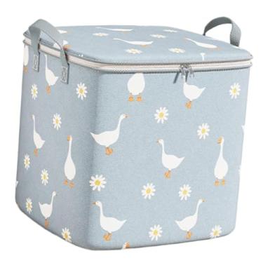 Imagem de ＫＬＫＣＭＳ Saco para guardar edredom, cesto para roupas, organizador versátil com zíper para roupa de cama, roupas, brinquedos, lençóis e outros itens, Blue 100 L