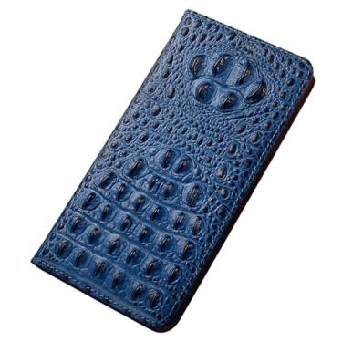 Imagem de FWYANZH Capa carteira para Google Pixel 10 Pro XL/10 PRO/10, capa de couro genuíno crocodilo textura alívio luxo flip Kickstand capa de proteção de corpo inteiro, azul, 10Pro XL