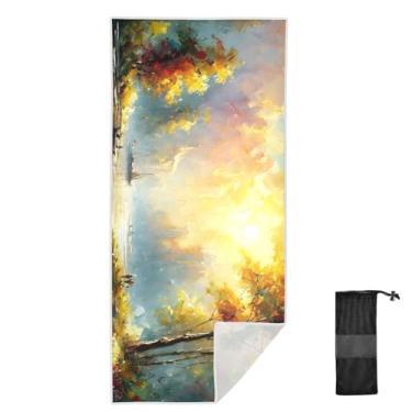 Imagem de Joitme Toalhas de acampamento amarelo Golden Lake, tamanho M, toalhas de secagem rápida, toalhas de natação para adultos