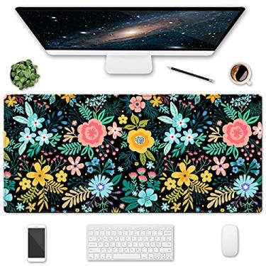 Imagem de Tapete de mouse e protetor de mesa grande para jogos XXL (90 x 40 cm) com base antiderrapante, superfície à prova d'água | Tapete de mouse XXL com bordas costuradas para trabalho de escritório, jogos