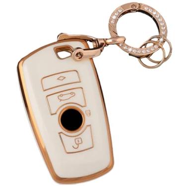 Imagem de Capa tpu para chave de carro compatível com bmw 1 3 5 7 séries x1 x3 x4 x5 f10 f15 f16 f20 f30 f18 f25 m3 m4 e34 acessórios protetores de chave fob(White Set 1)