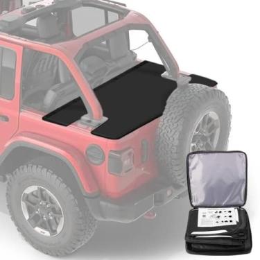 Imagem de LAIKOU Capa de carga Tonneau para Jeep Wrangler JL Unlimited 2018-2024 atualizada 4 portas traseira porta-malas segurança sombra bagagem privacidade JLU porta traseira tonelada capa de vinil preta