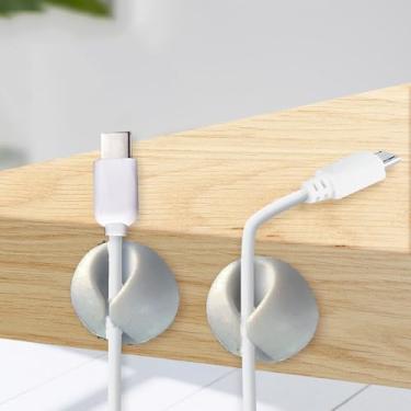 Imagem de Clipes de cabo organizador de cabos adesivos para mesa, parede, carro, gerenciamento de fios, conjunto de clipes para carregamento de fones de ouvido USB