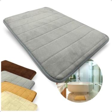 Imagem de Tapete Para Banheiro Antiderrapante Soft, Absorvente e Macio para Seu Banho Seca Rápido e Confortável Luxo, Design Sofisticado e Prático (3, Cinza)