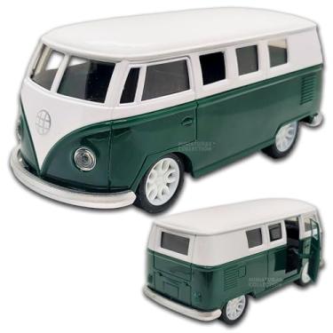 Imagem de Miniatura Kombi em metal e plástico, carrinho de ferro, Fricção, rodinhas em borracha, 1:32,12 CM (Verde)