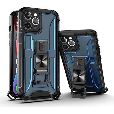 Imagem de MURVE Capa para iPhone 14/14 Pro/14 Pro Max/14 Plus, Capa com mosquetão e protetor de tela, suporte e saca-rolhas Capa protetora robusta de grau militar resistente (Cor: Azul, Tamanho: 14 Pro Max 6.