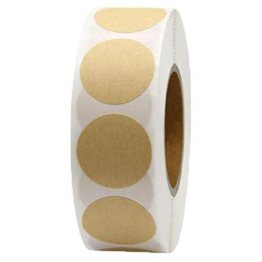 Imagem de 1 Inch Natural Brown Kraft Stickers (1000 Total) - Round Blank Dots Stickers Glossy Writable Paper Labels