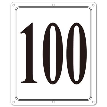 Imagem de i-CowFun Placa numerada de metal premium ao ar livre, refletiva de 30,5 x 25,4 cm placas numeradas de alumínio grandes 100 para estacionamento, quadra de tênis, campo, armazém, corredor, edifício