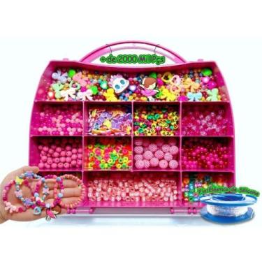 Imagem de Maleta Com 1400 Peças Infantil Modelo de Miçangas P/ Fazer Pulseiras -