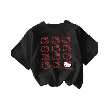 Imagem de Camiseta De Algodão Estampada Hello Kitty Verão, Estilo Y2K, Solta, Ca