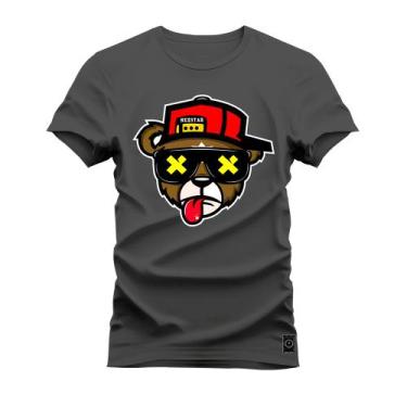 Imagem de Camiseta Algodão Premium T-Shirt Boné Bolado 3.0, M, Grafite