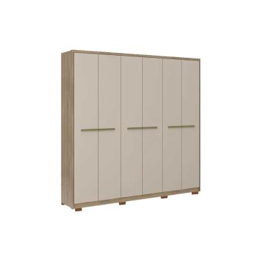 Imagem de Guarda Roupa Casal 6 Portas e 3 Gavetas c/ Pés Belmont 1154 Noce/Off White - Carraro
