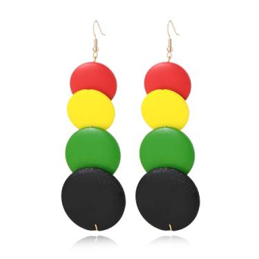 Imagem de Coiris Brincos longos de madeira estilo boho hippie, brincos pendentes com gancho de prata para mulheres, Aço inoxidável, Sem pedra preciosa