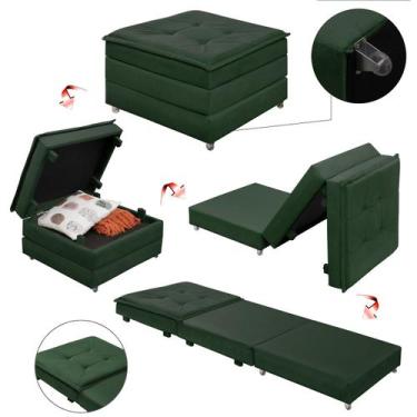 Imagem de puff dobravel quadrado estofado com rodinha vira cama solteiro bau - M