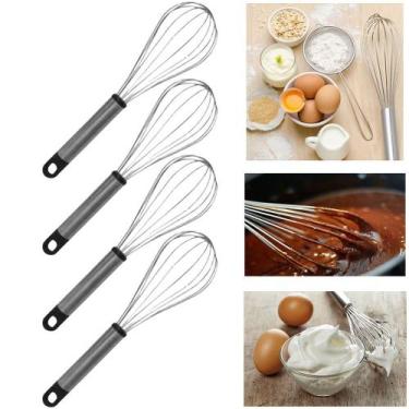 Imagem de Kit Batedor De Ovos E Massas Fouet  Aço Inox 24 cm 4 Peças - Rio Tijuc