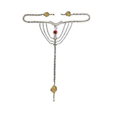 Imagem de Corrente De Cintura De Cristal Vermelho Com Strass Para Mulheres, Joia