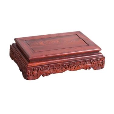 Imagem de suporte para bonsai Base de exibição utensílios chá, vaso bonsai suporte sândalo vermelho para decoração escritório em casa(Grande)