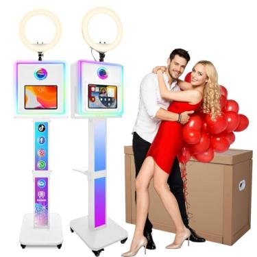 Imagem de RDYMONKEY Cabine fotográfica para todos os iPad e para câmera com logotipo personalizado Dualuse, suporte para selfie, controle de aplicativo, anel de luz RGB, caixa de luz de sincronização de música