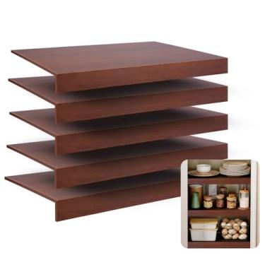 Imagem de Capas de prateleira de arame de madeira – 5 peças de capas de prateleira de arame de madeira de solo durável para armário de despensa, cozinha, banheiro, armazenamento organização, 76 cm L x 40 cm P