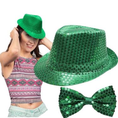 Imagem de Chapéu Malandro Carnaval Mais Gravata Borboleta Look Brilhante Verde