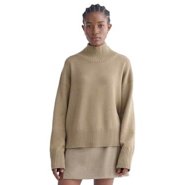 Imagem de Everlane - Gola rolê quadrada em algodão para uso diário - Camelo mesclado escuro M