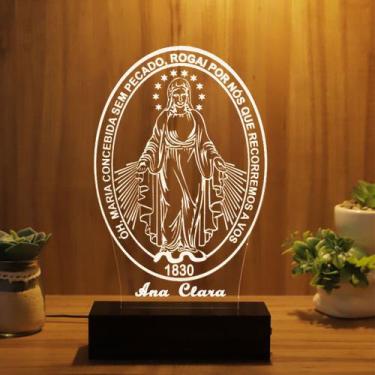 Imagem de Luminária Abajur Medalha Milagrosa LED Branco - Bold