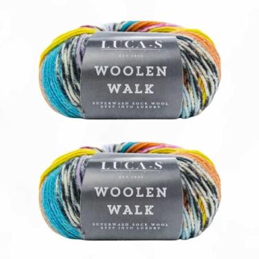 Imagem de 2 peças de lã Superwash para tricô, fio de meia de 4 camadas de 75% lã pura - 25% poliamida, 50 g de fio de tricô manual