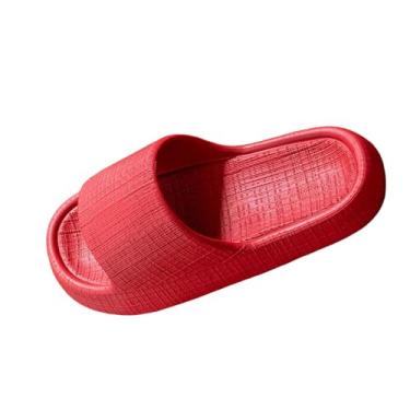 Imagem de Pantufas femininas Eva de sola grossa para casa e banheiro, resistente ao odor e lavável, Vermelho, 35