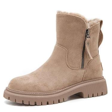 Imagem de Bota Feminina Inverno Peluciada – Cano Curto, Solado Tratorado, Antiderrapante, Conforto Térmico – Casual & Estilo – Bege