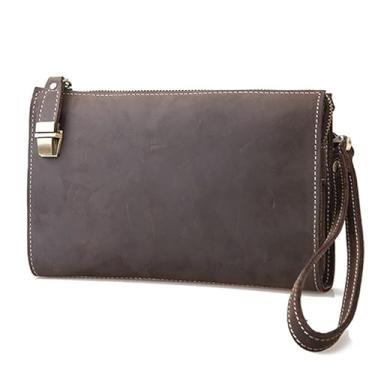 Imagem de LUYILA Bolsa de mão masculina grande longa de couro clutch bolsa carteira carteira passaporte negócios coldre para celular