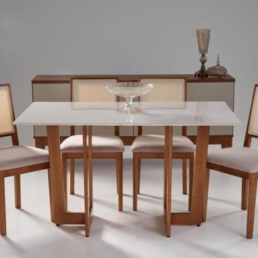 Imagem de Conjunto Grécia Mesa Badem 136cm com 4 Cadeira Sila - Carmo Móveis