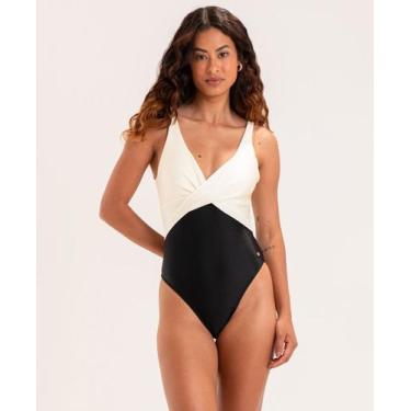 Imagem de Maiô Regata Transpassado Bicolor - APNEIA, Areia, Preto, P