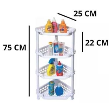 Imagem de kit cantoneira banheiro 4 andares, porta shampoo suporte de pia, organizador de pia banheiro branco (KIT Cantoneira e Suporte)