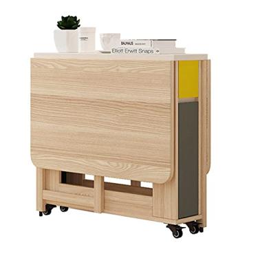 Imagem de ZXLPHA Mesa de jantar extensível, mesa de jantar dobrável, mesa de jantar compacta de madeira maciça, mesa de cozinha versátil que economiza espaço