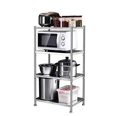 Imagem de U5GAAALPPQ9 Tigela de sopa prateleira de cozinha lixina aço inoxidável rack de cozinha piso multicamadas armazenamento microondas forno suprimentos tigela panela (cor: prata tamanho: 100 40 35 cm)