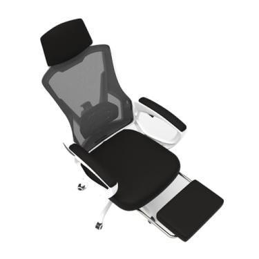 Imagem de Cadeira de escritório inclinável.Para trabalho,aprendizagem e descanso.Deite-se a 135°.Cadeira de escritório ergonômica. (Preto + Branco-pés)