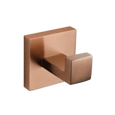 Imagem de Ferragens de banheiro em ouro rosa escovado, acessórios de banho quadrados, suporte de papel higiênico, suporte de toalha de barra, gancho de roupão, 1 conjunto de barra de 60 cm, tamanho único