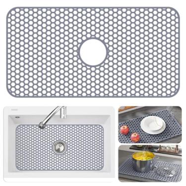Imagem de Bestjing Protetores de pia de silicone para pia de cozinha - acessório protetor de cozinha de 75,4 cm x 39,4 cm, tapete antiderrapante resistente ao calor para parte inferior de porcelana de aço