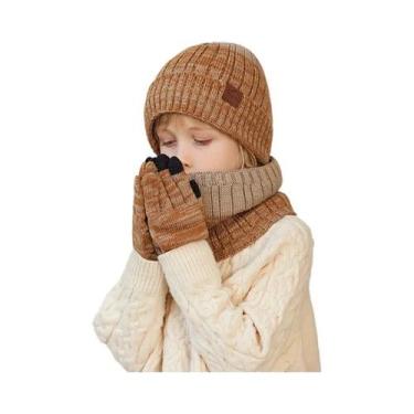 Imagem de Conjunto De Chapéu De Inverno Para Crianças, Forro De Pelúcia, Gorro, 