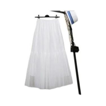 Imagem de Saia Midi Elegante De Tule Em Camadas Com Transparência Para Mulheres,