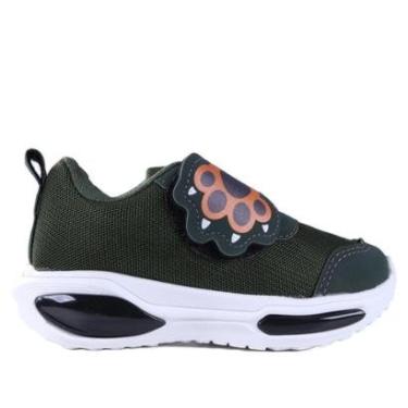 Imagem de Tênis Infantil Menino Mini-pé com LED 2501. Verde-Masculino