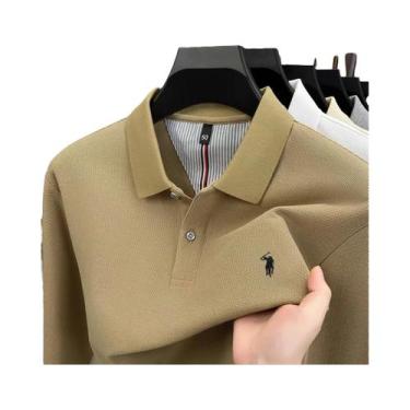 Imagem de Camisa Polo Masculina De Algodão Para Outono/Inverno, Manga Longa, Mod