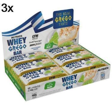 Imagem de Kit 3X Barra Whey Grego Bar  12 Unidades de 40g  Nutrata-Unissex