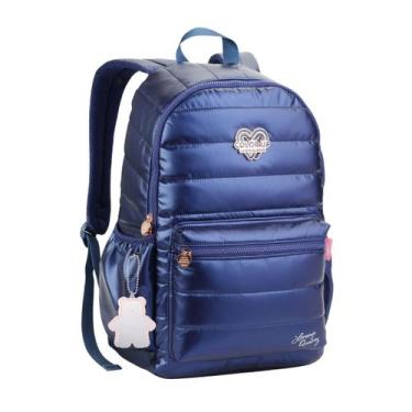 Imagem de Mochila De Costas Lorena Queiroz Metalizada Color Up Escolar Cor:Marin