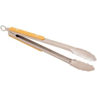 Imagem de Pegador Bambu E Inox Carne Churrasco Salada Pinça 34cm